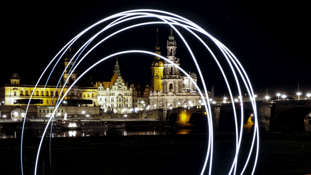 a long exposure photo of a city at night