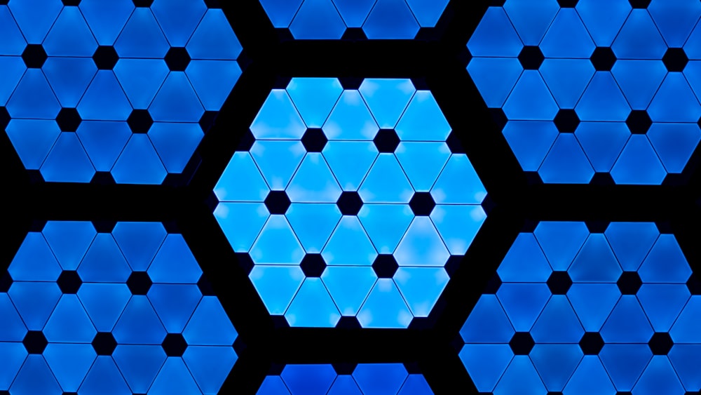 a blue hexagonal pattern of hexagonal tiles