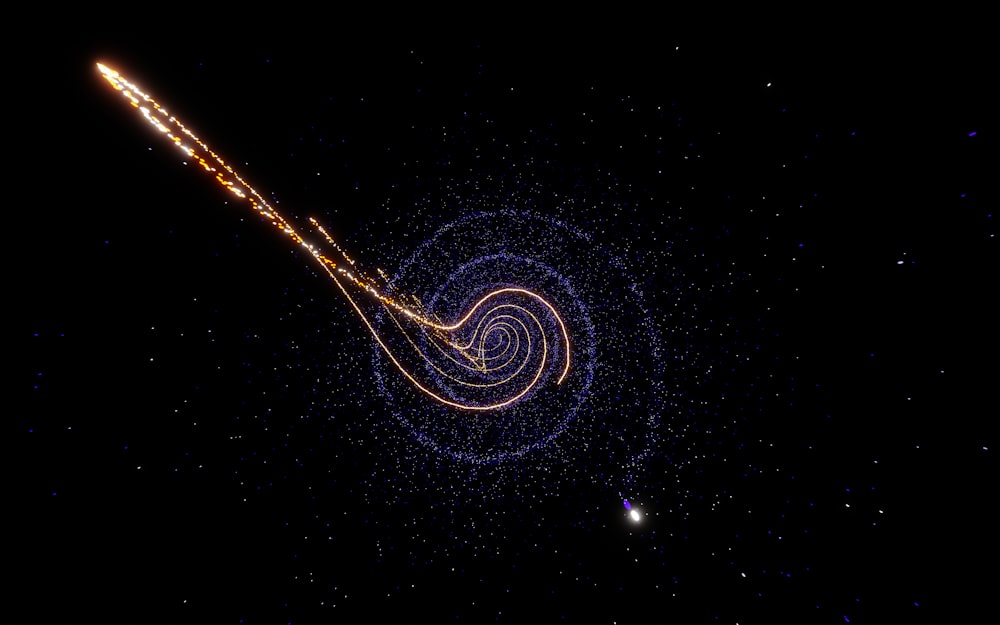 a spiral shaped object in the middle of the night sky