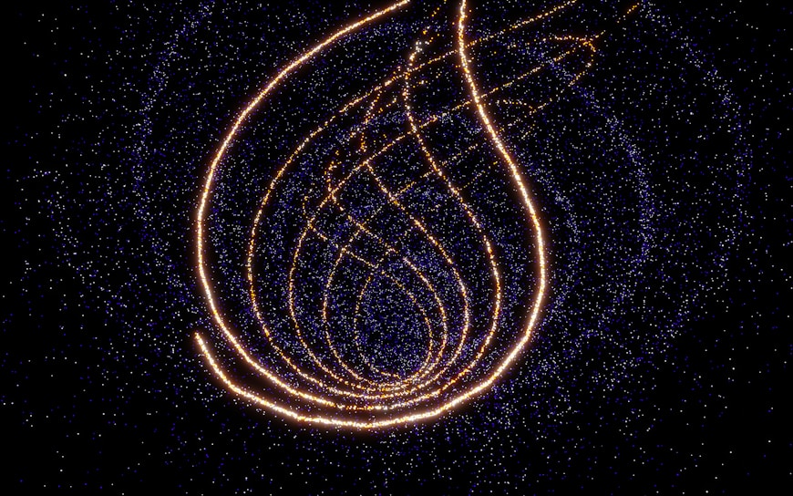 a picture of a string of lights in the dark