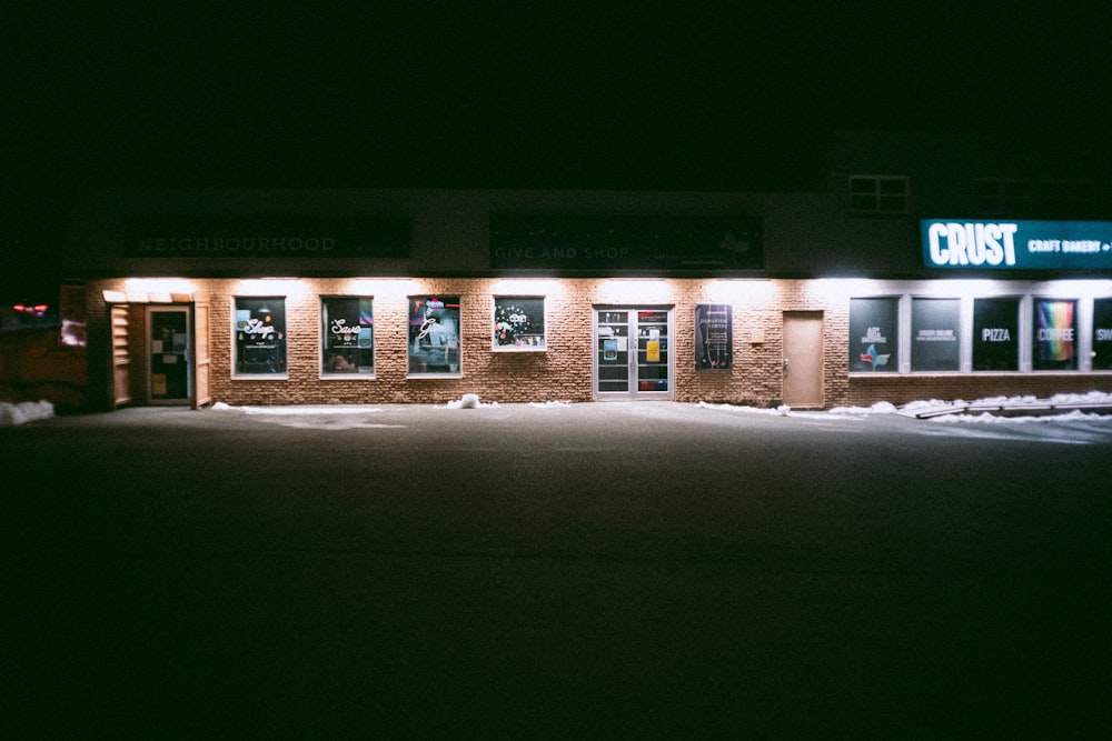 a building that is lit up at night