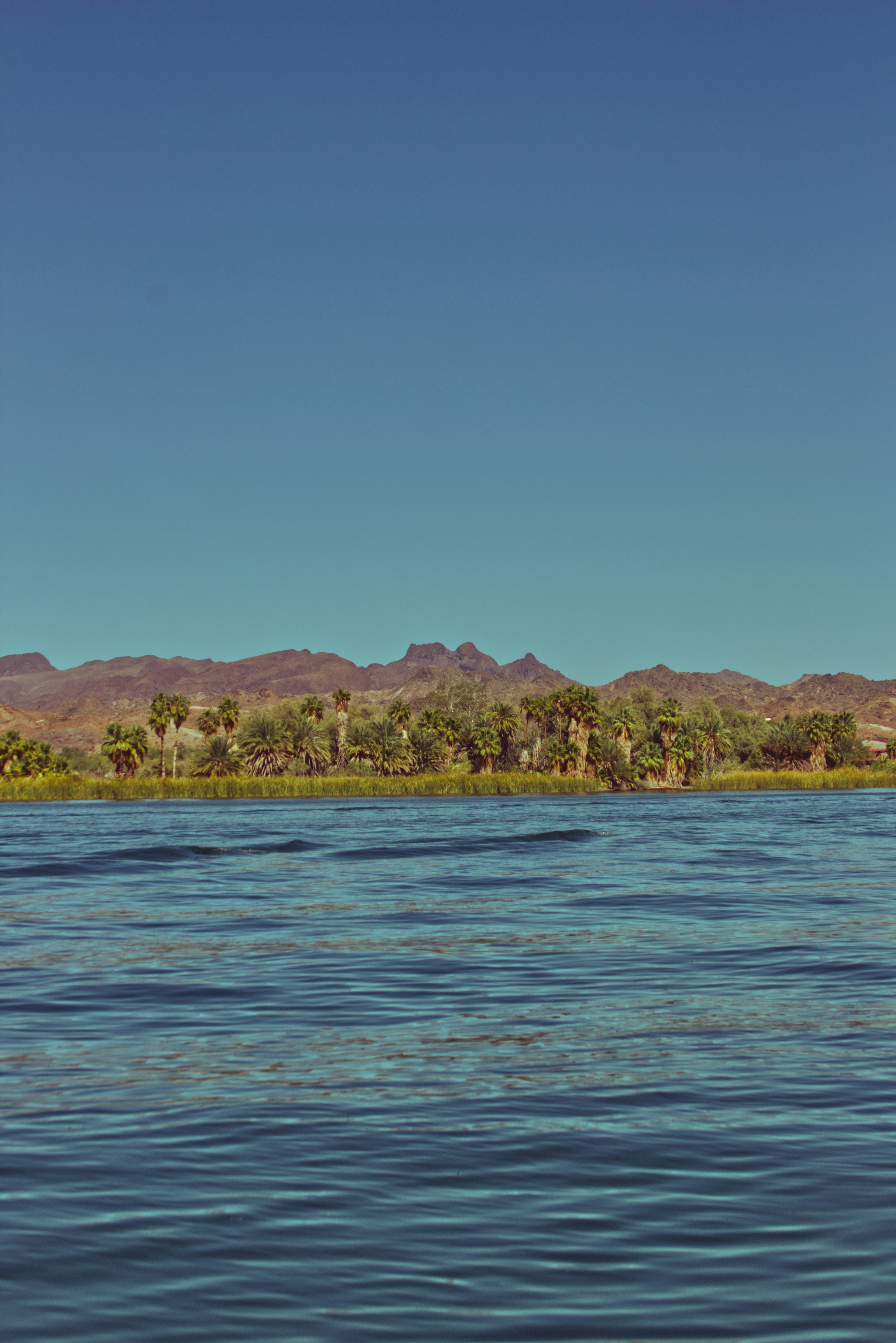 a body of water with mountains in the background