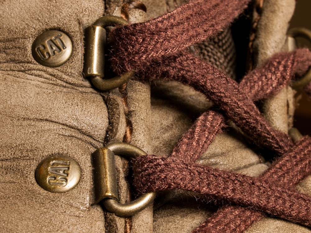 a close up of a pair of shoes with laces