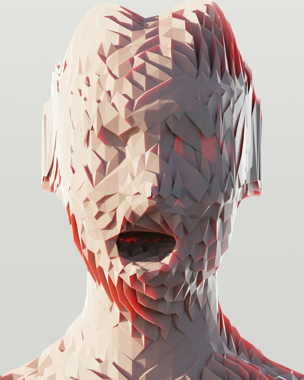 Un'immagine 3D del viso e del collo di una donna