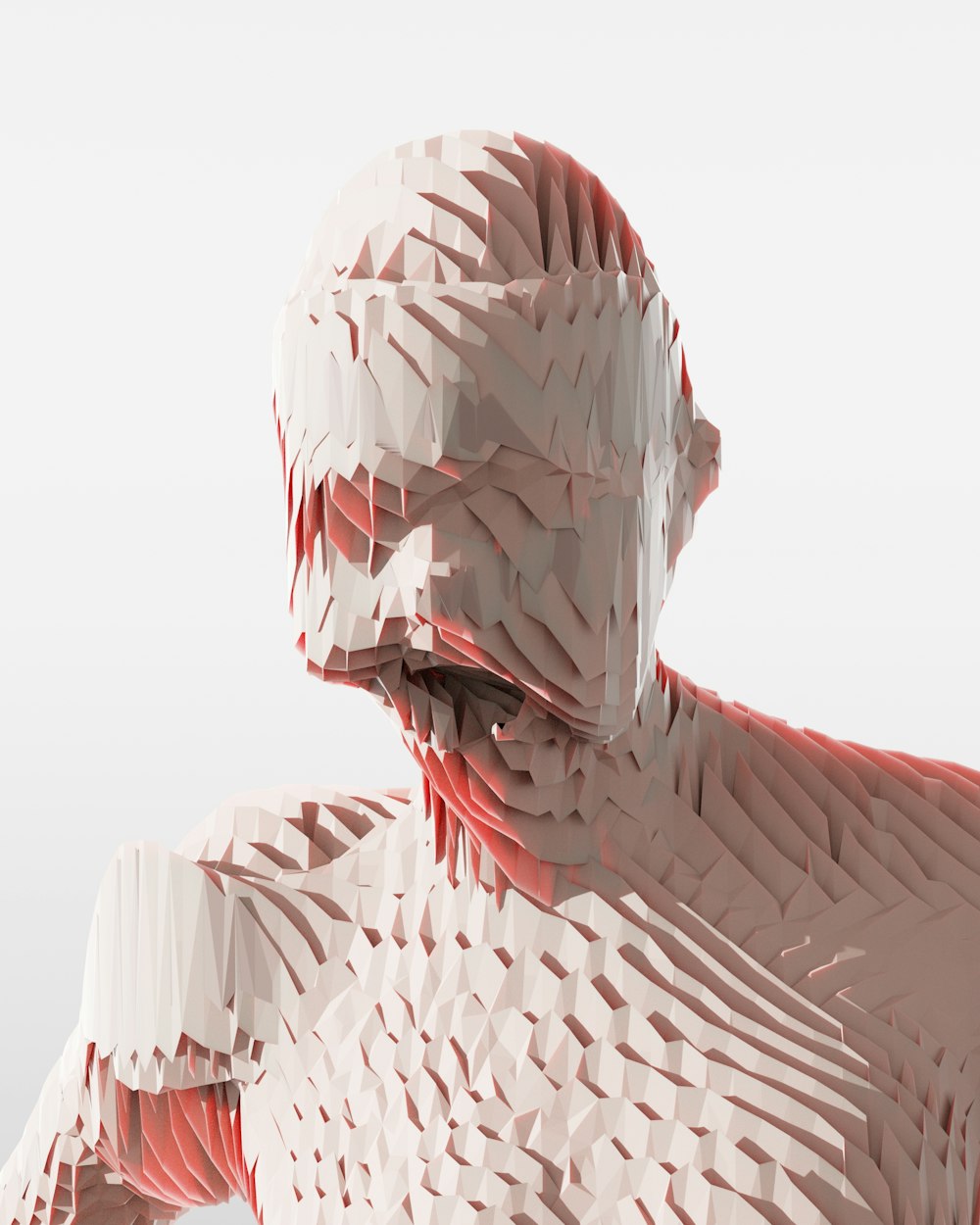 a 3d image of a man with red lines on his body
