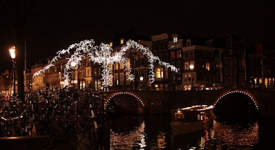 a boat on a body of water at night
