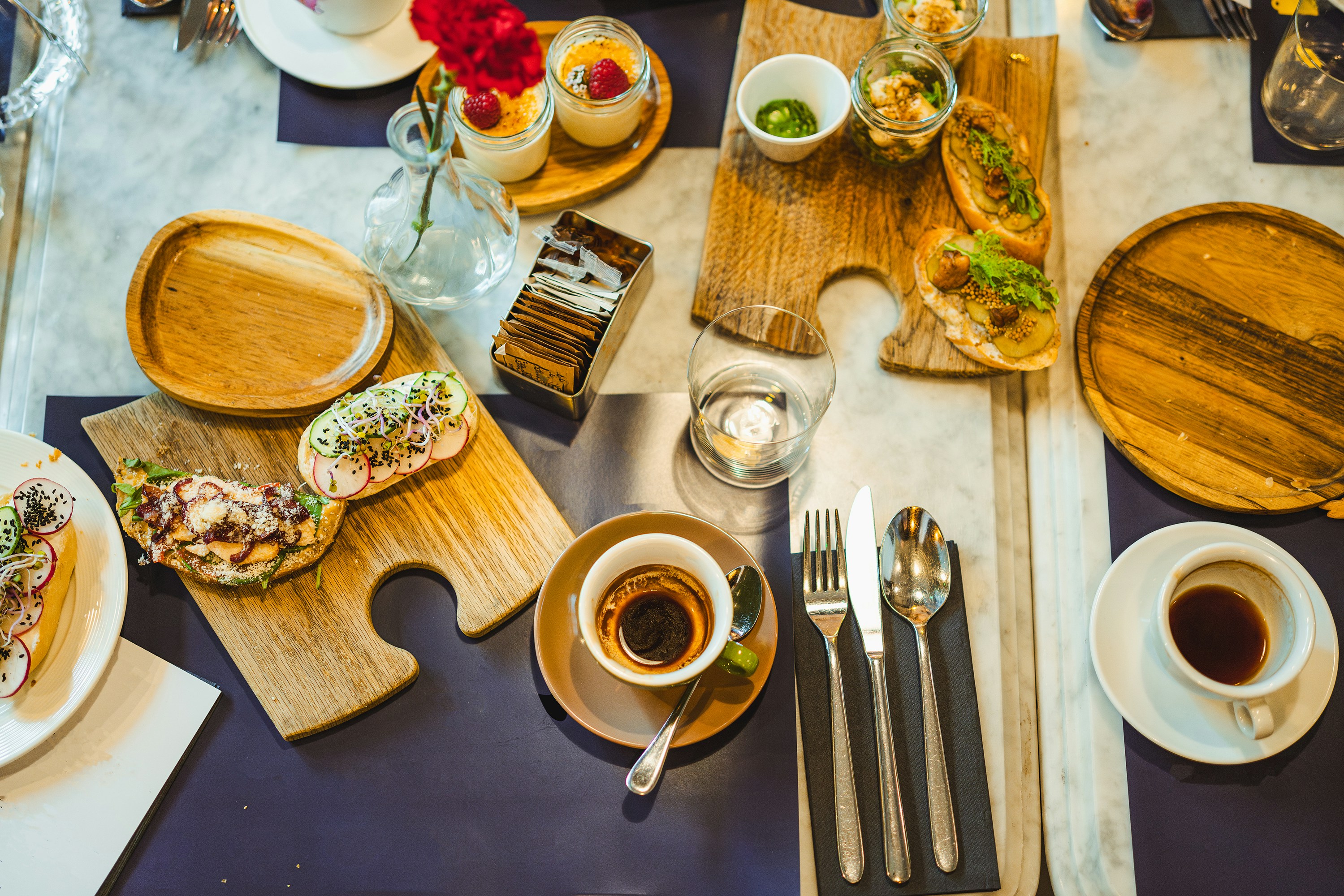 Restaurant breakfast table