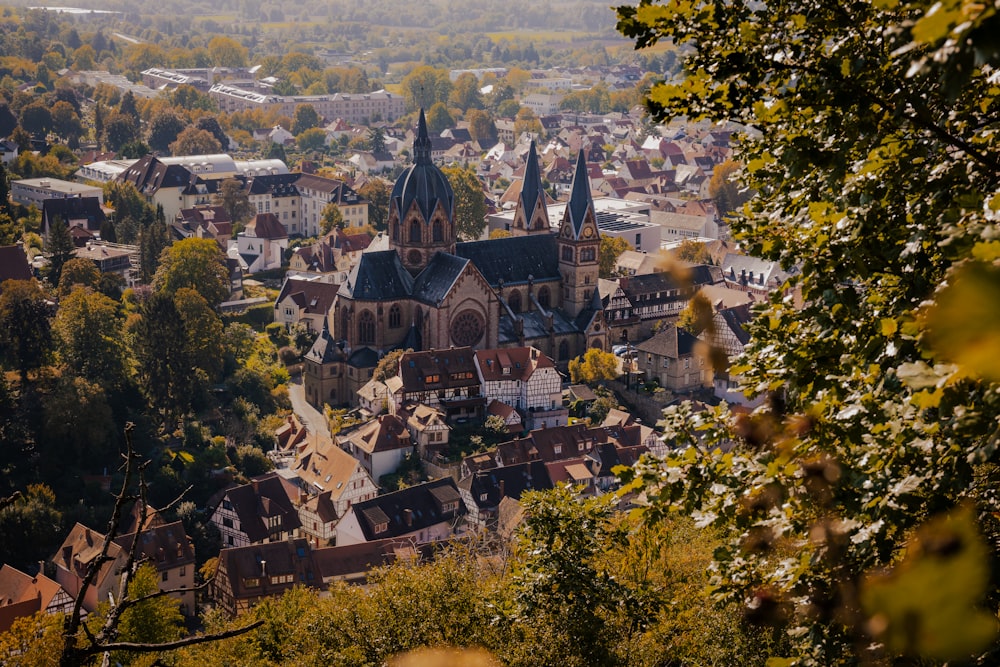 a view of a city from a hill