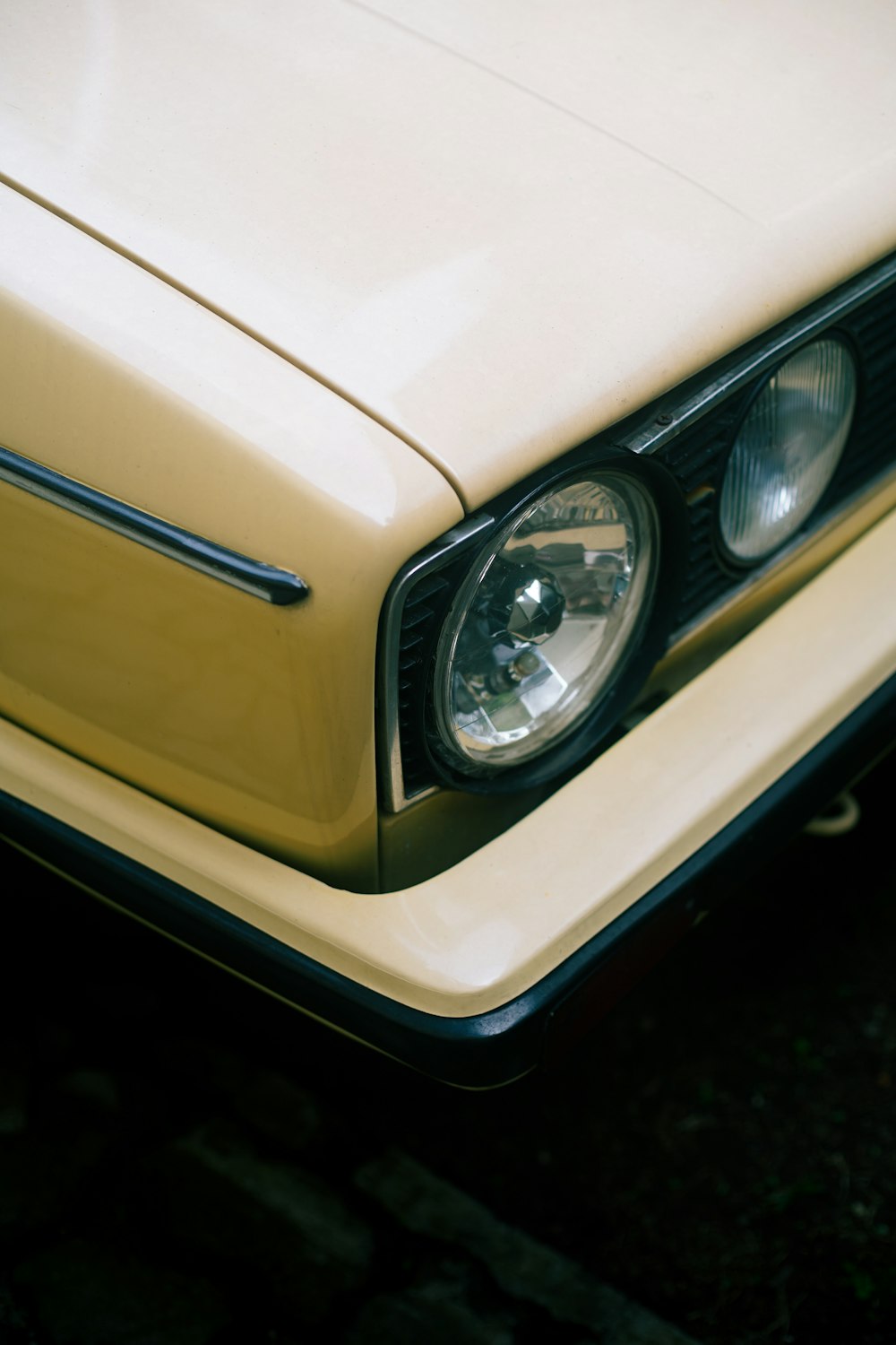 a close up of the front of a car