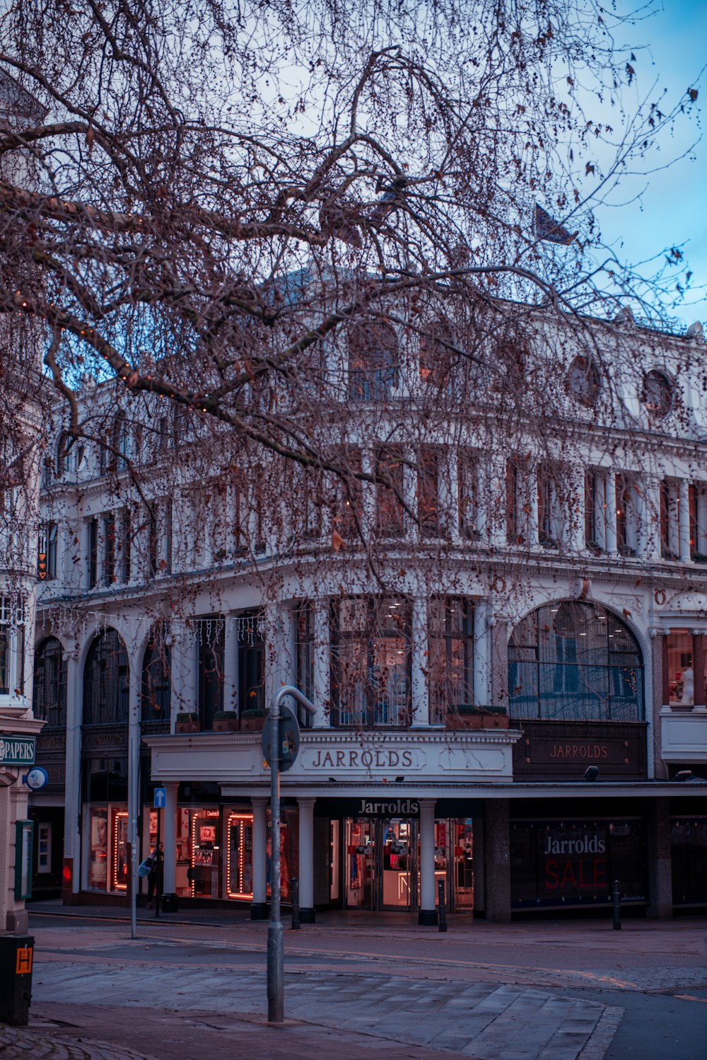 a building with a tree in front of it