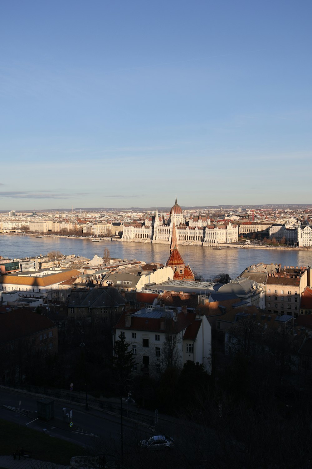 a view of a city with a river running through it