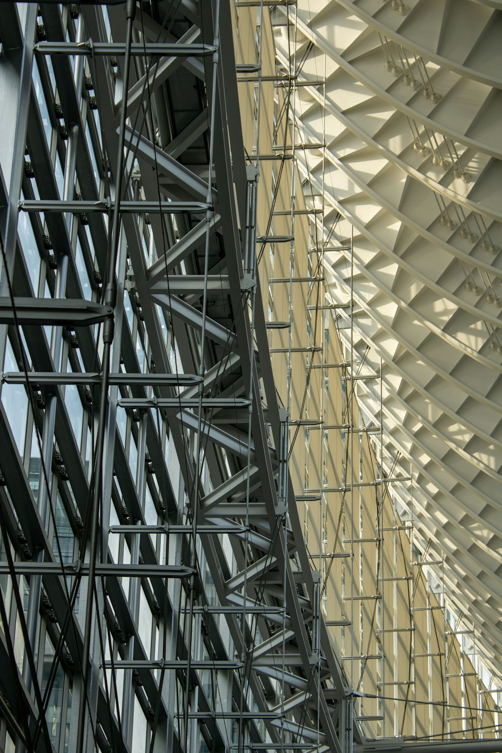 a close up of a building with scaffolding