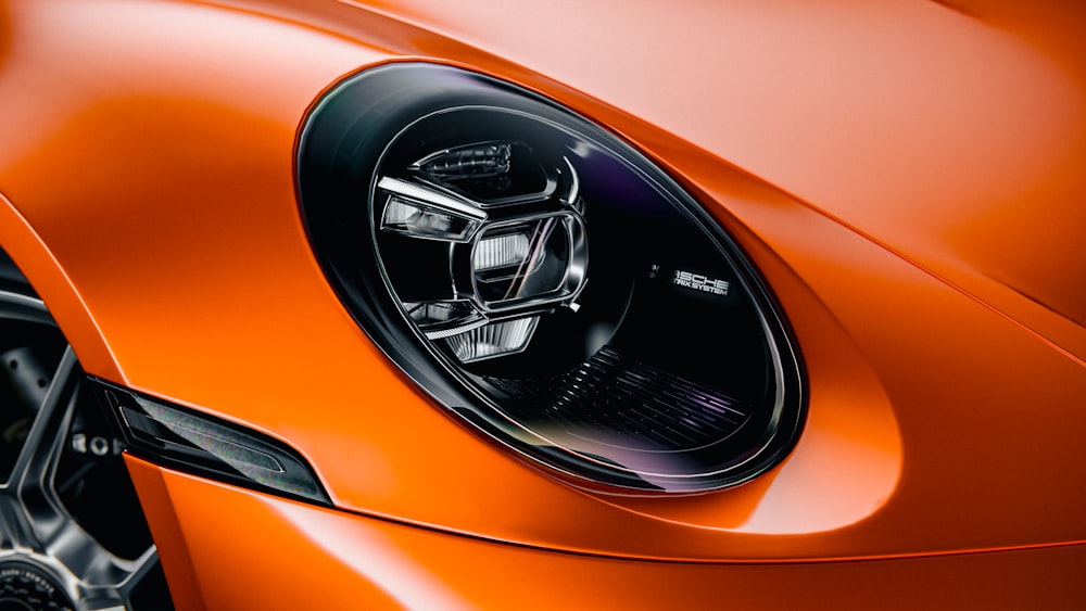 a close up of the front of a sports car