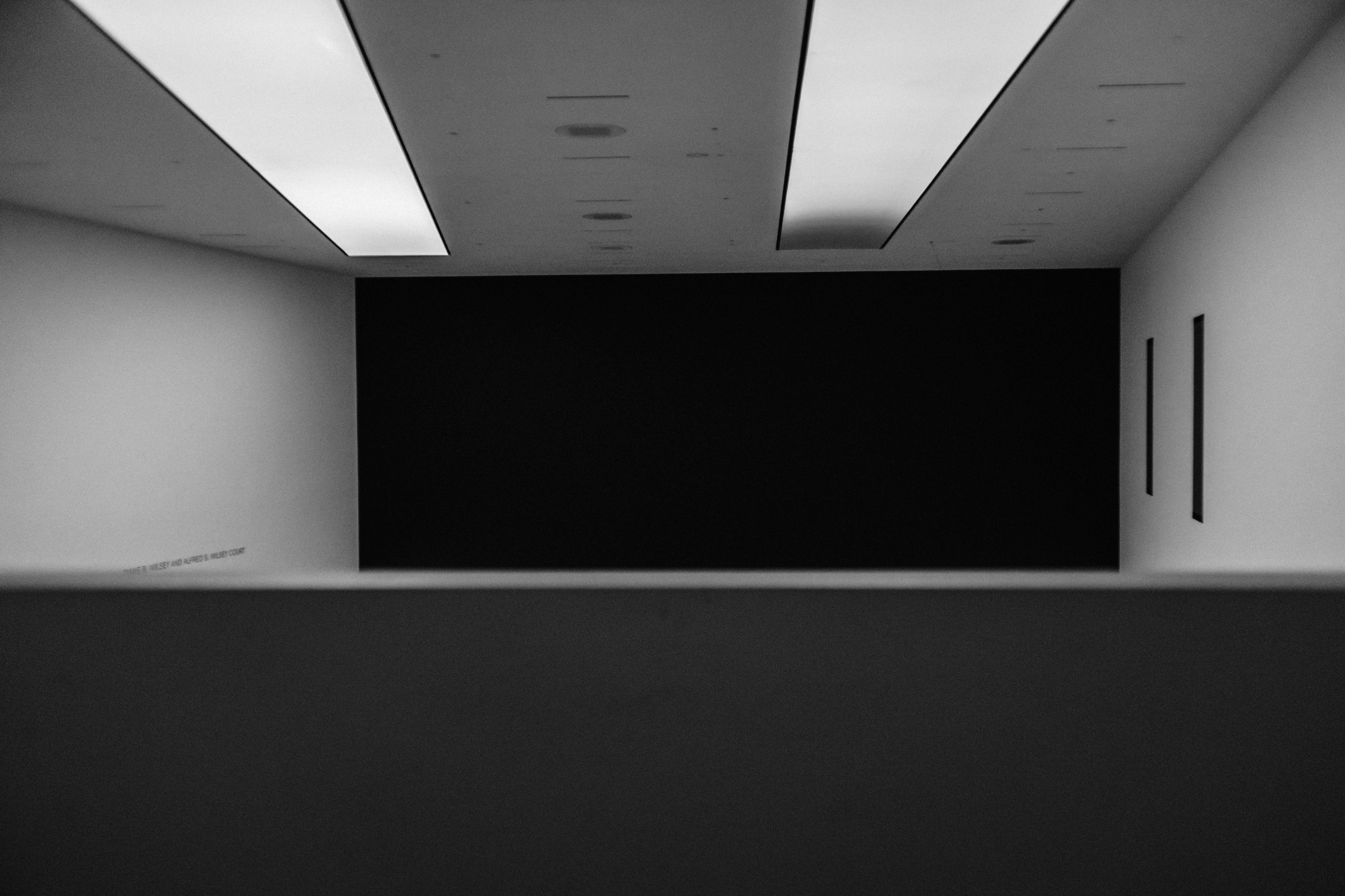 a black and white photo of an empty room