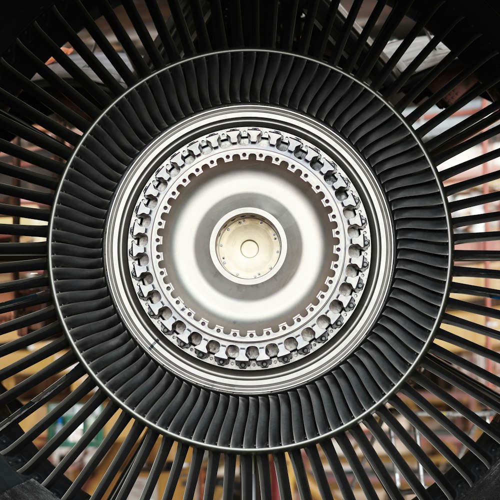 a close up view of a jet engine