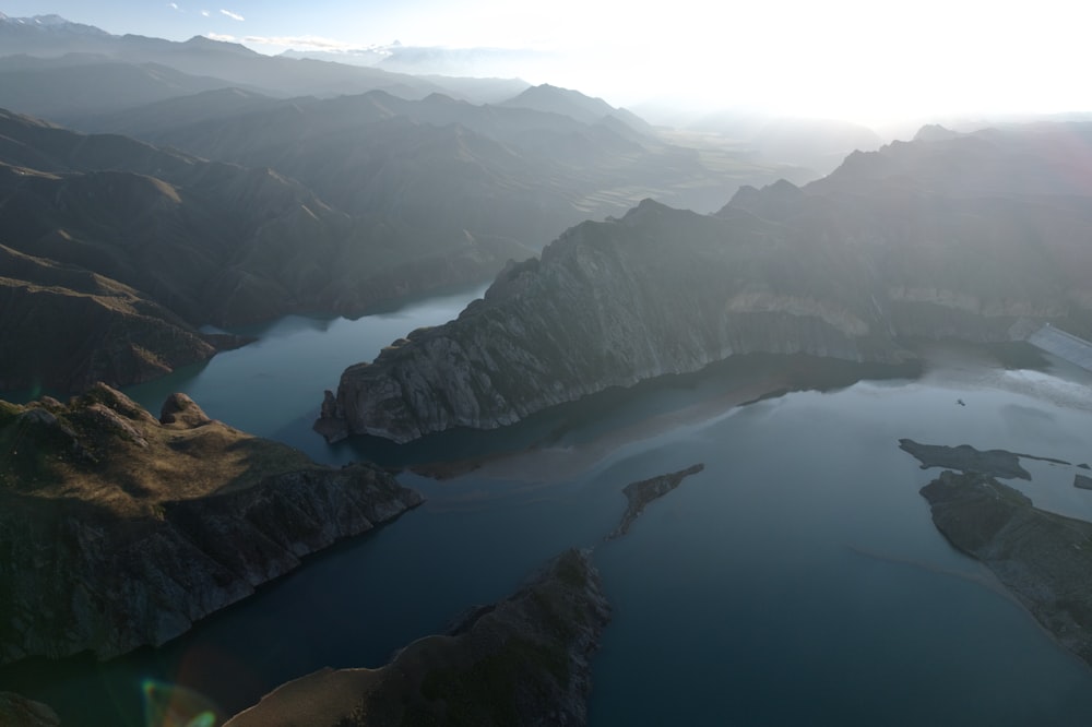 a large body of water surrounded by mountains