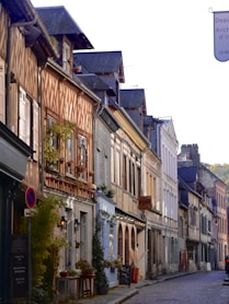 a row of buildings on a city street