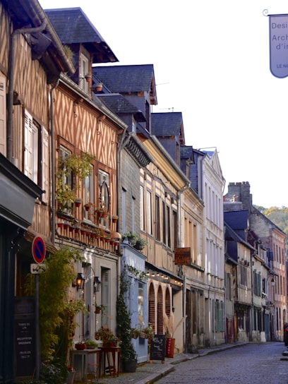 a row of buildings on a city street