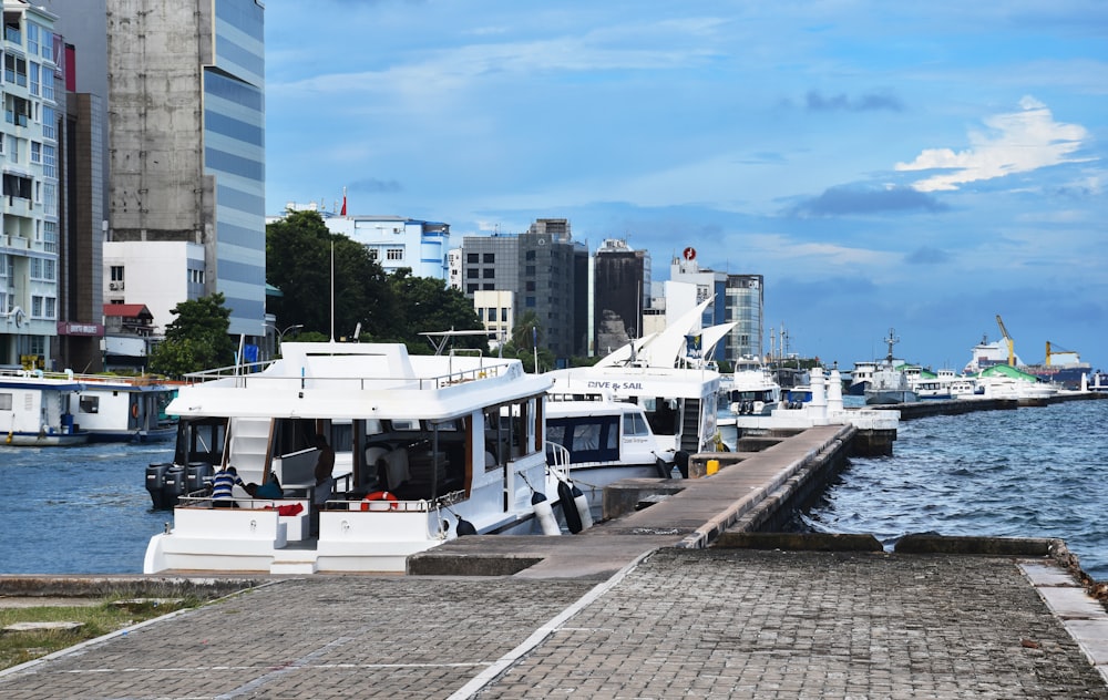 a couple of boats that are sitting in the water