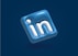 a blue and white linked icon on a blue background