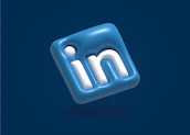 a blue and white linked icon on a blue background