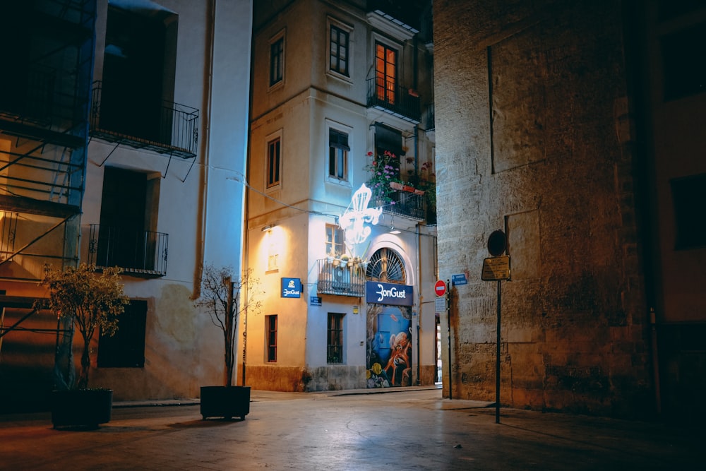 a building that is lit up at night