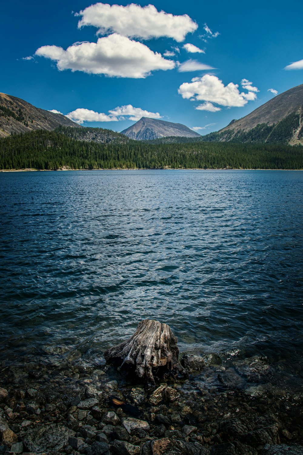 a large body of water surrounded by mountains