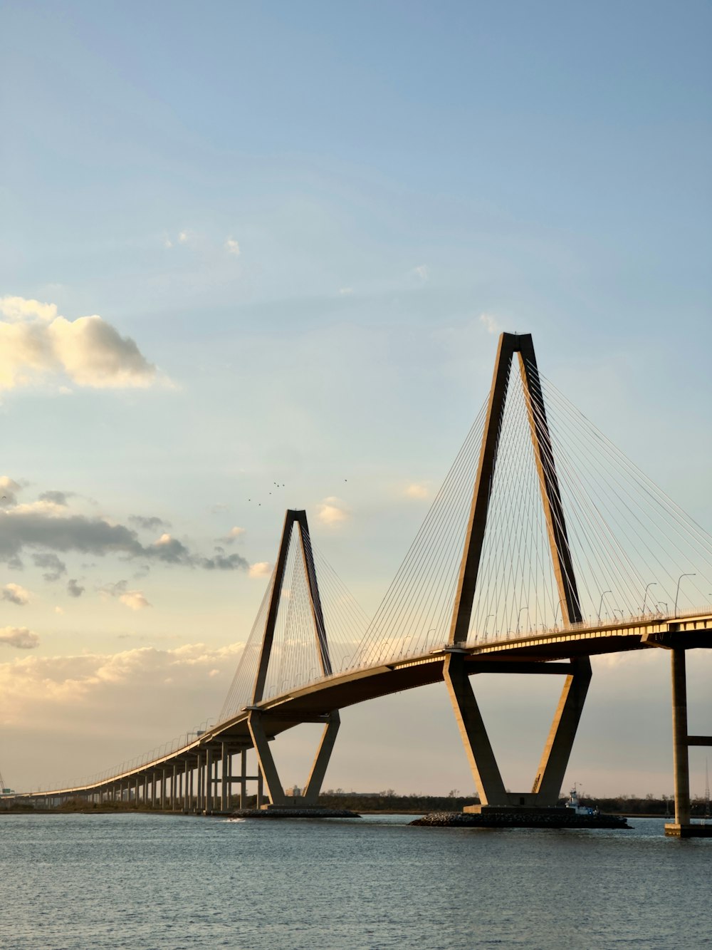 a large bridge spanning over a body of water