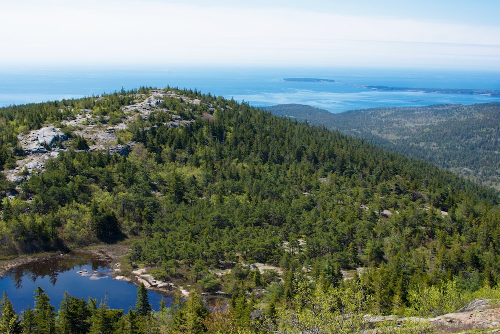 a mountain with a lake in the middle of it