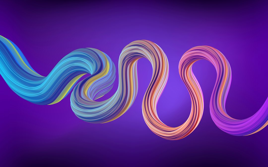 a purple and blue background with a wavy design