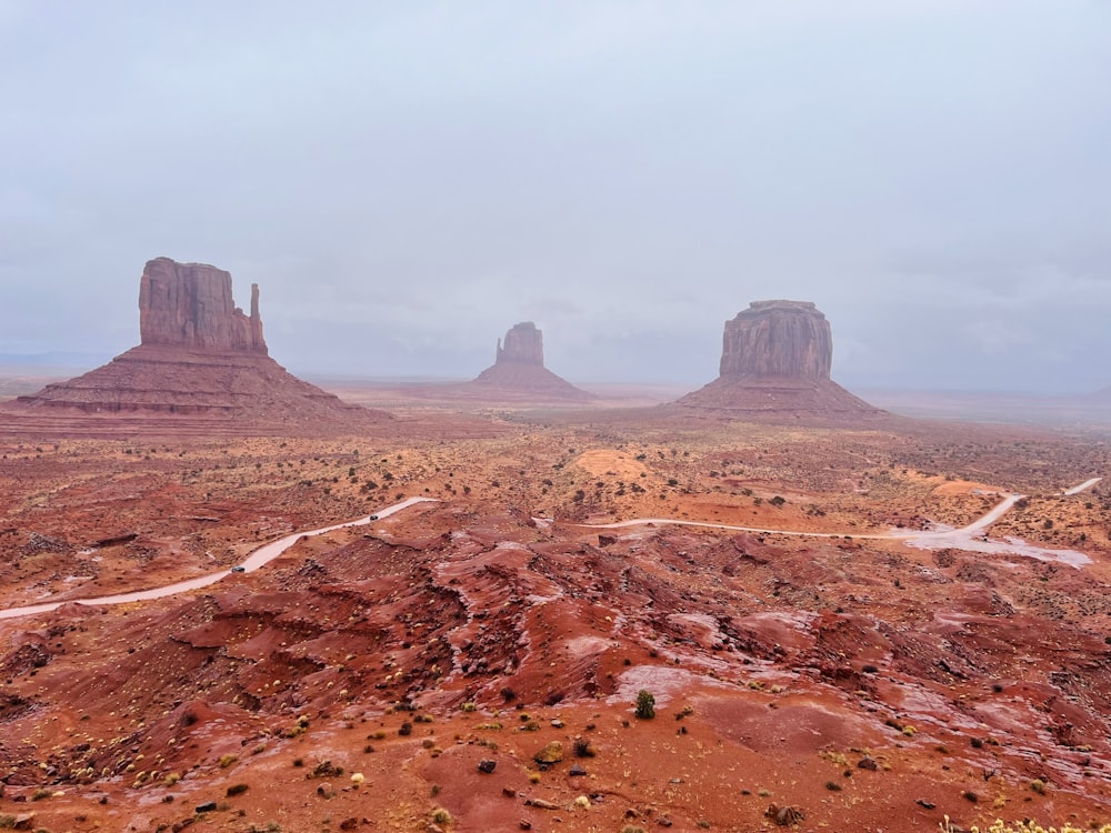 Una vista panoramica di un deserto con le montagne sullo sfondo