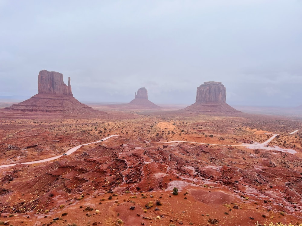 ein malerischer Blick auf eine Wüste mit Bergen im Hintergrund