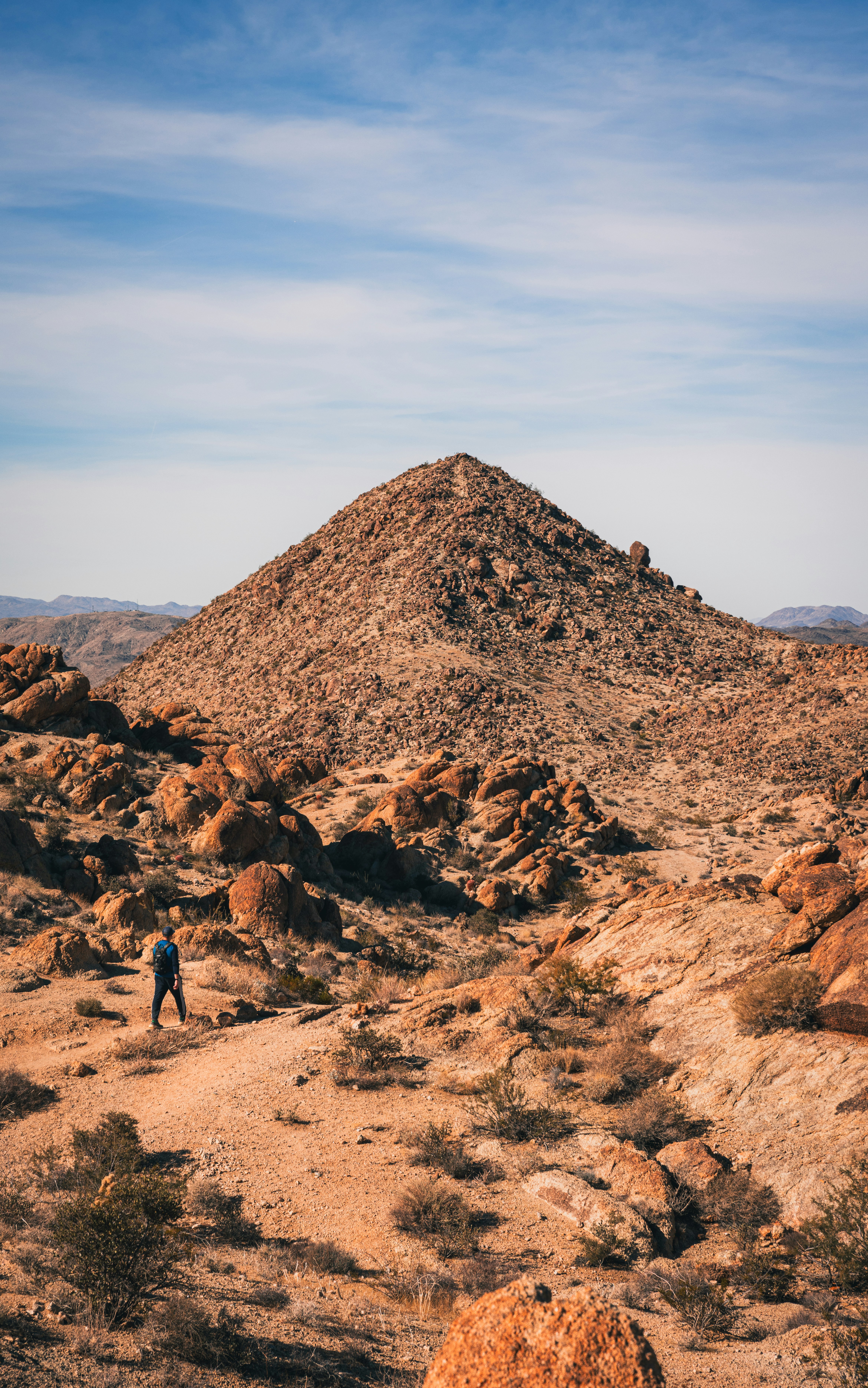 a man is standing in the middle of a desert