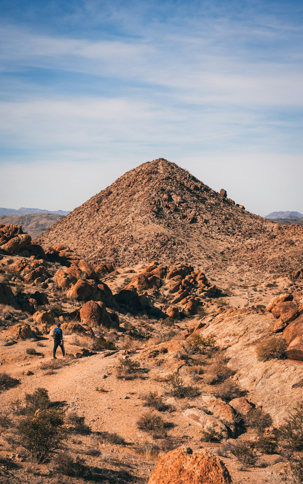 a man is standing in the middle of a desert