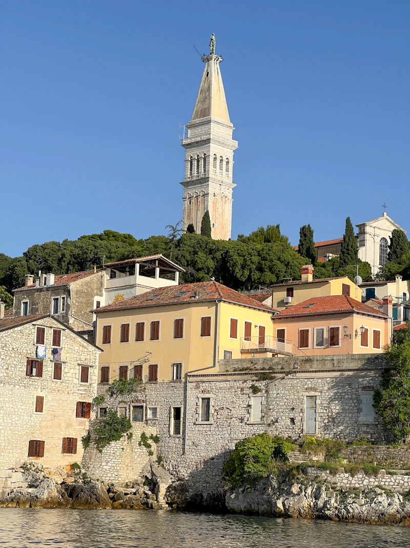 Colorful old town street and buildings in Rovinj