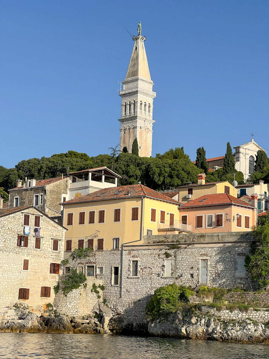 Warm-toned street facade in Rovinj old town