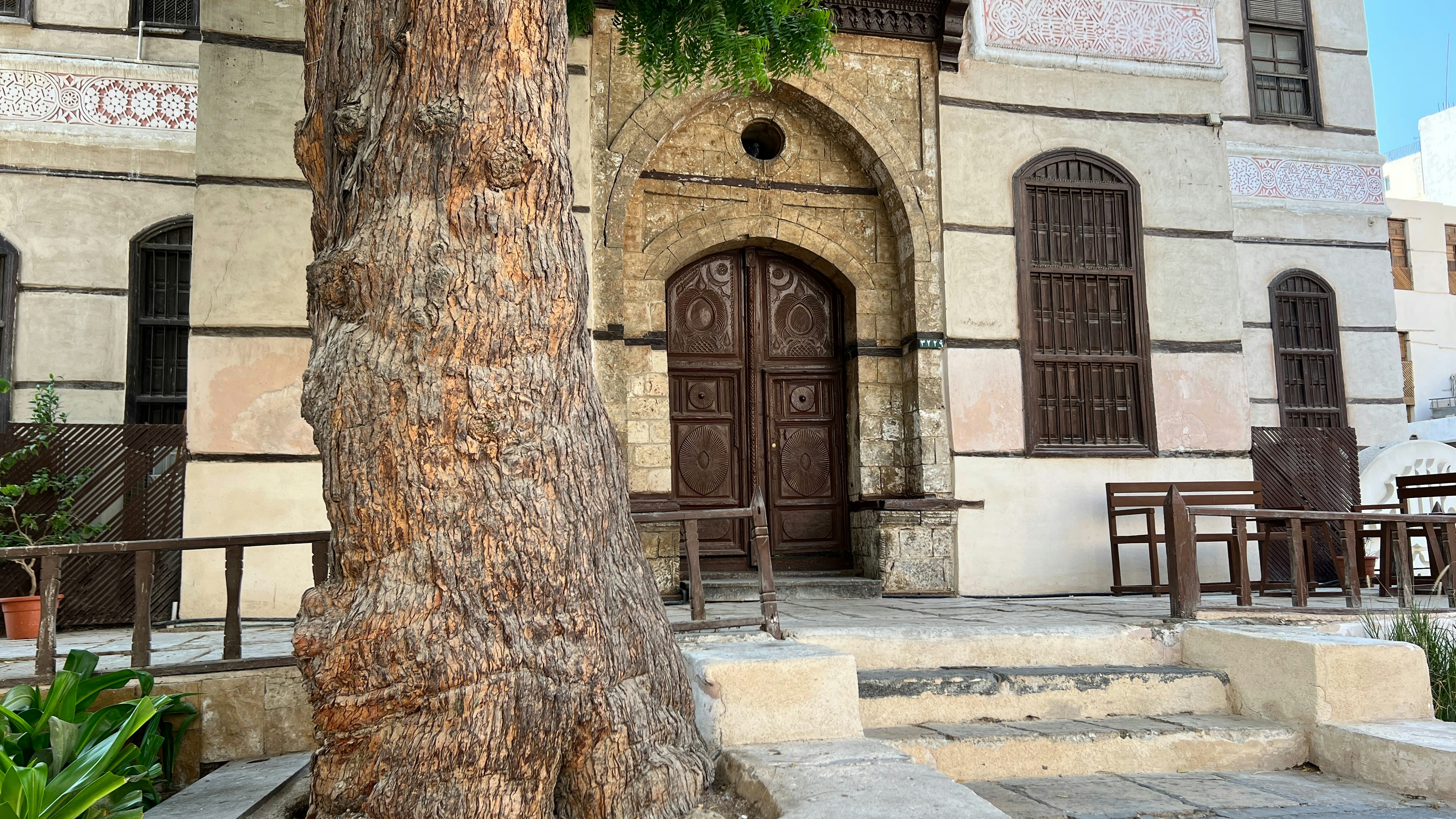 a large tree in front of a building, Jeddah