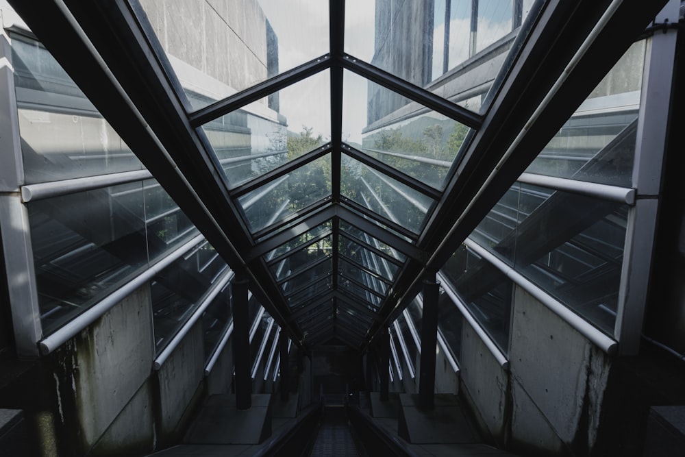 Un bâtiment très haut avec une verrière