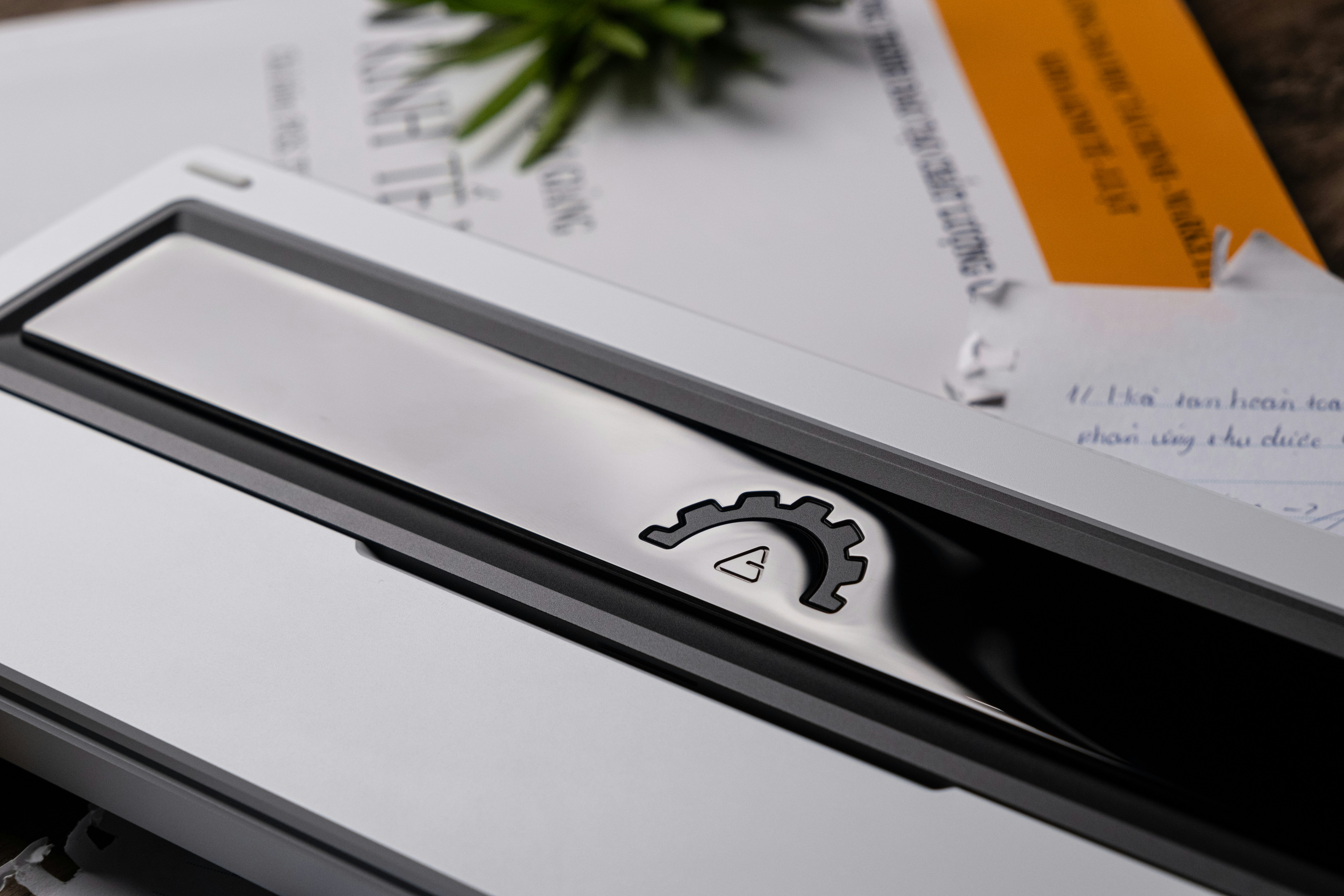 a close up of a metal object on a table