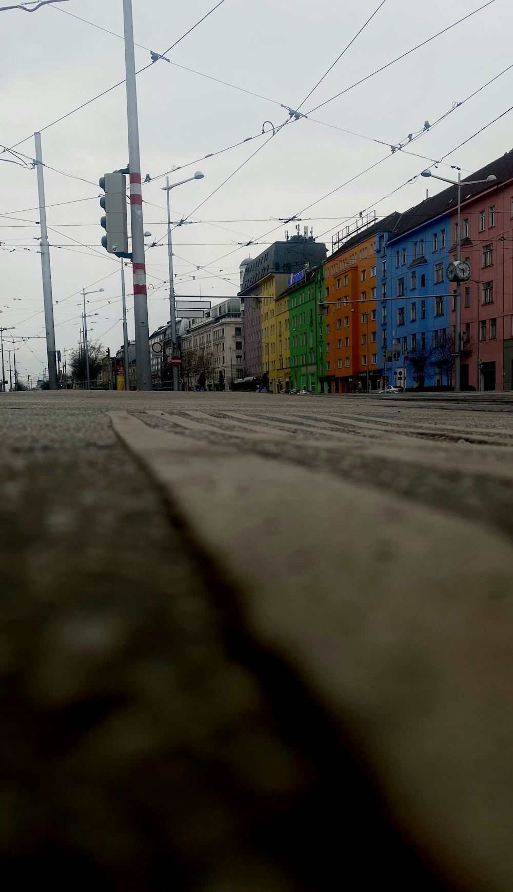 a row of colorful buildings on a city street