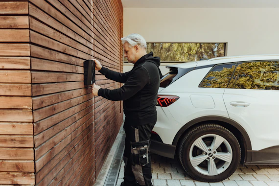 electrician working on ev charger
