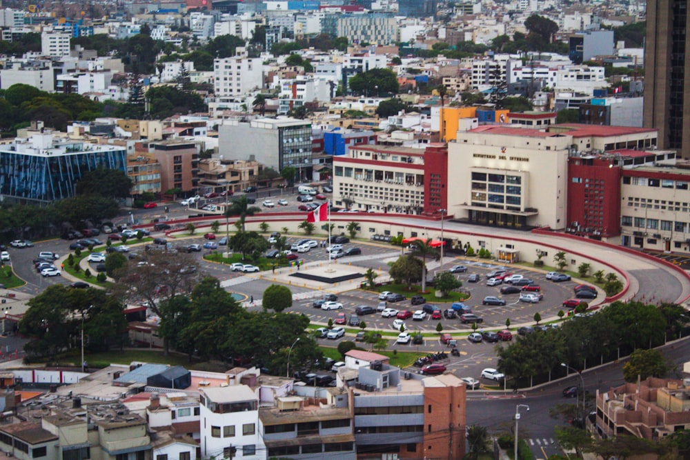 an aerial view of a city with lots of traffic