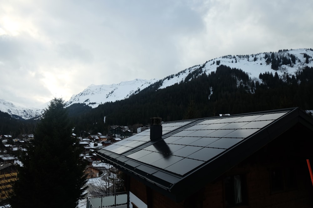 a roof with a solar panel on top of it