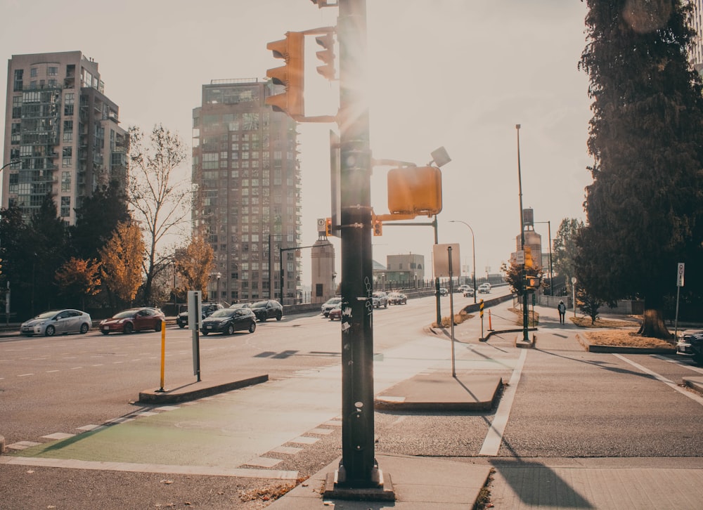 a traffic light sitting on the side of a road