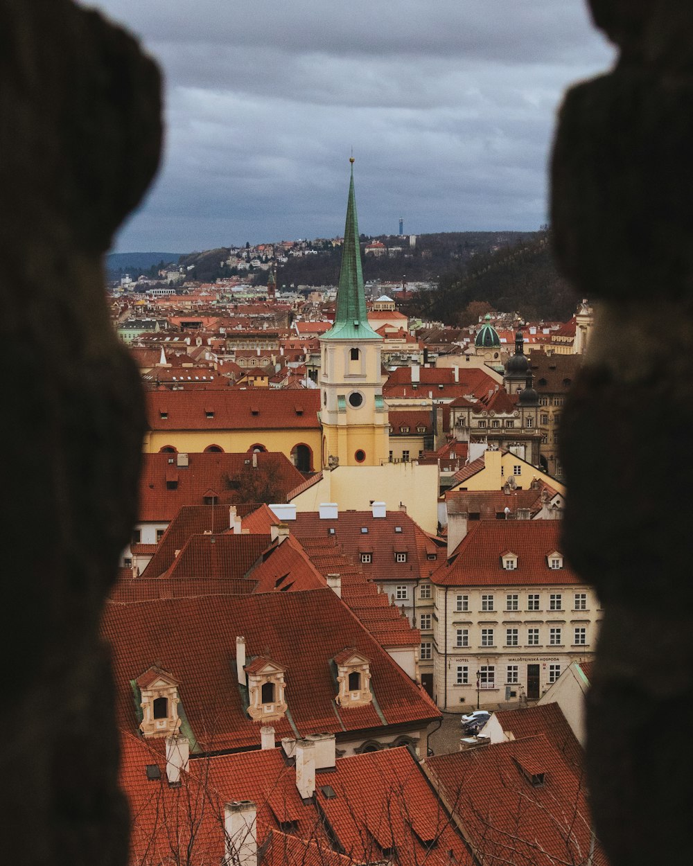 a view of a city through a window