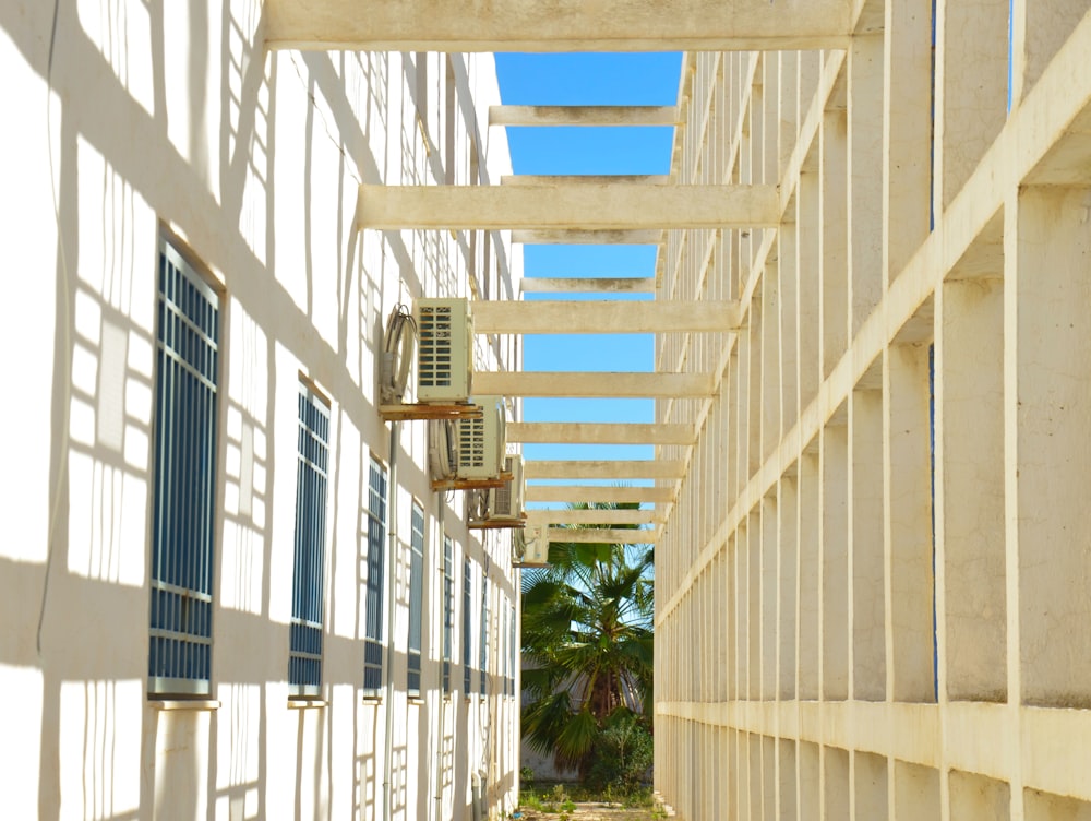 a row of white buildings next to each other