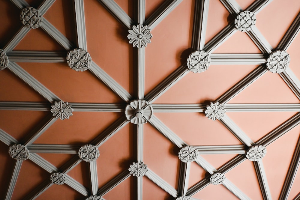 a close up of a ceiling with a pattern on it