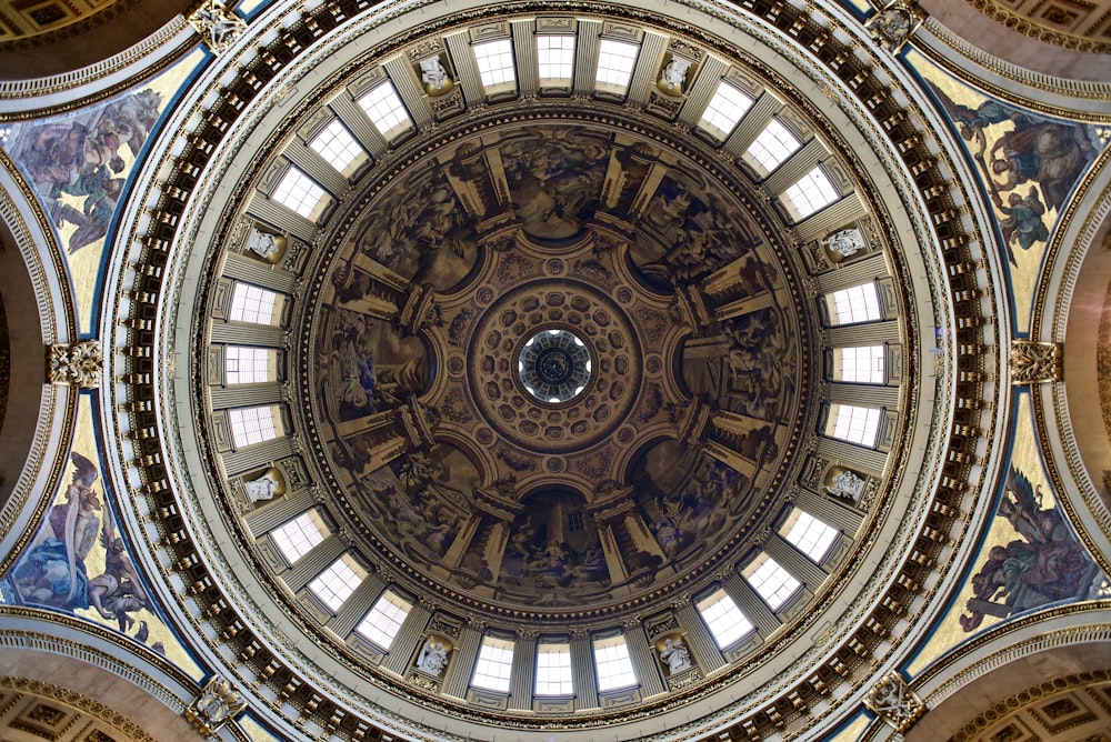 the ceiling of the dome of a building