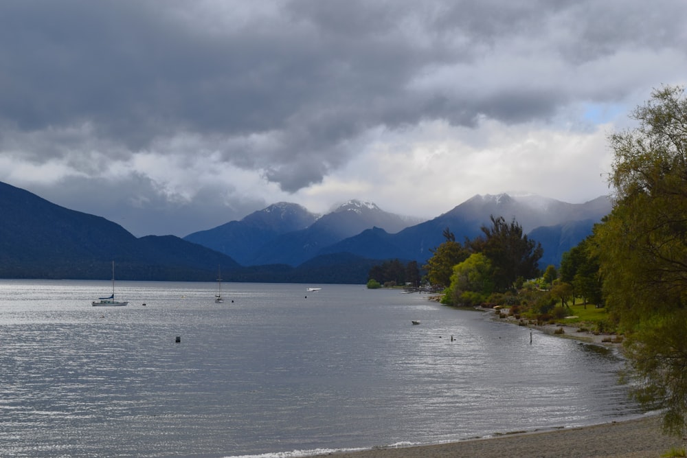 a large body of water surrounded by mountains