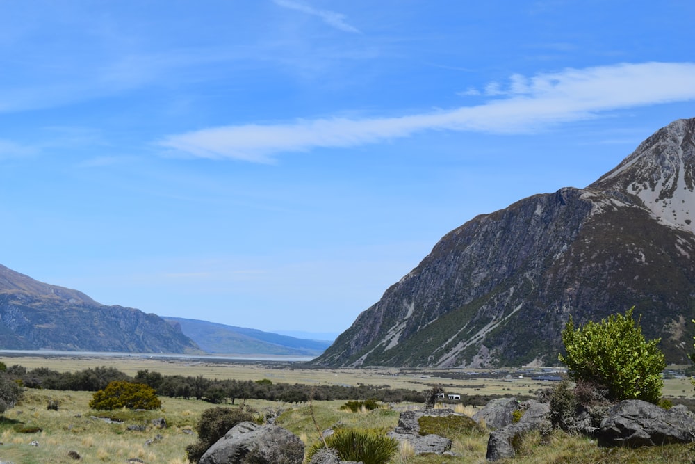 a view of a mountain range in the distance